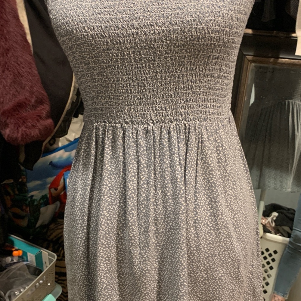 Forever 21 Gray Smocked Midi Dress